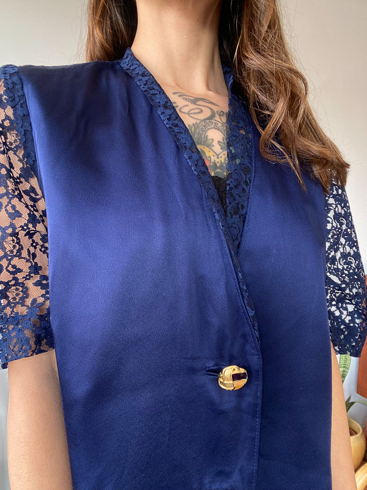 Blusa azul vintage XL